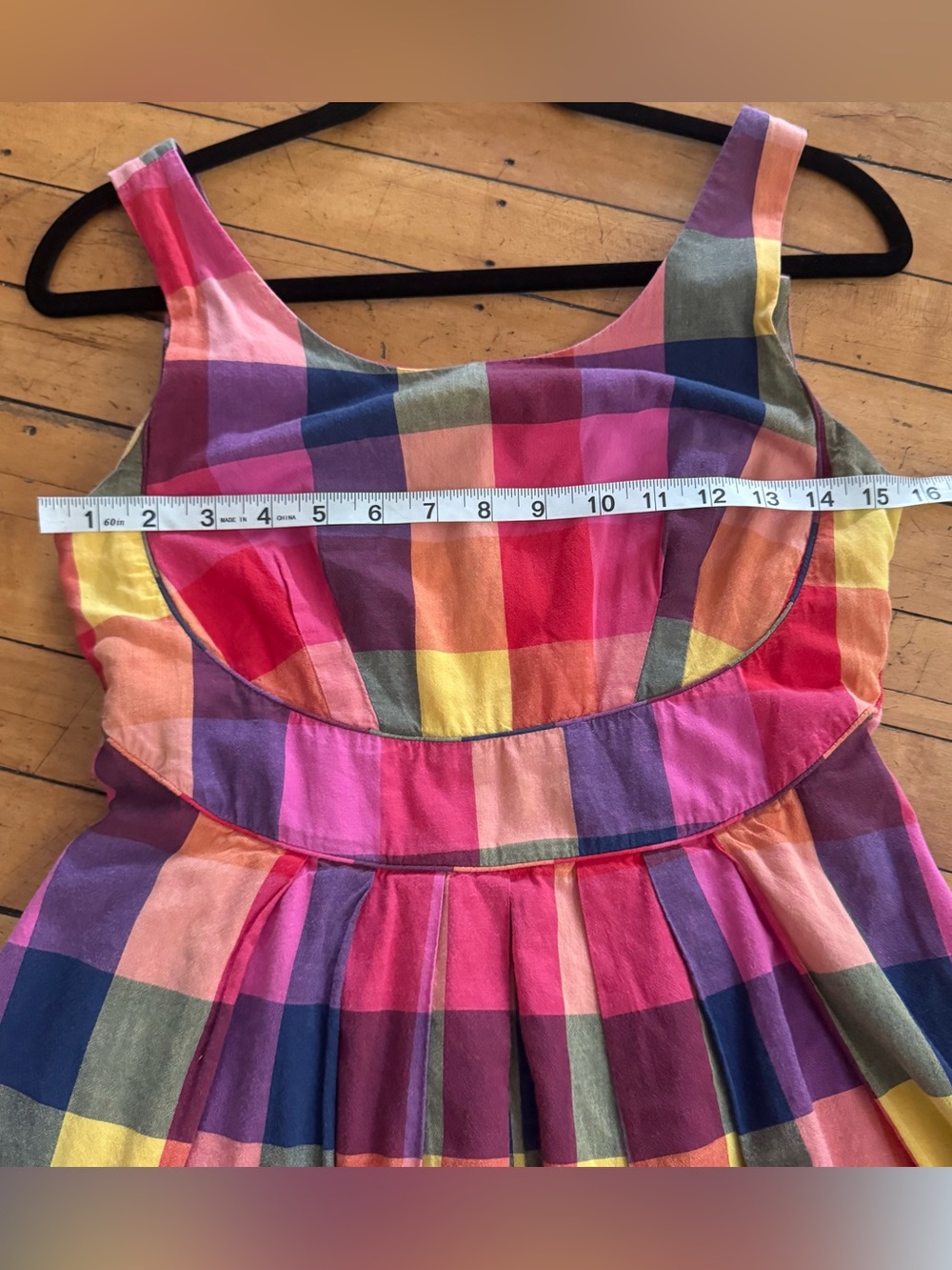 Emily and Fin Sunset Plaid Dress tank sleeveless pink yellow orange bright boho - Picture 9 of 10